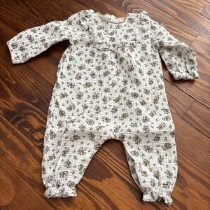 Buho baby girl floral muslin gauze ruffle summer jumpsuit